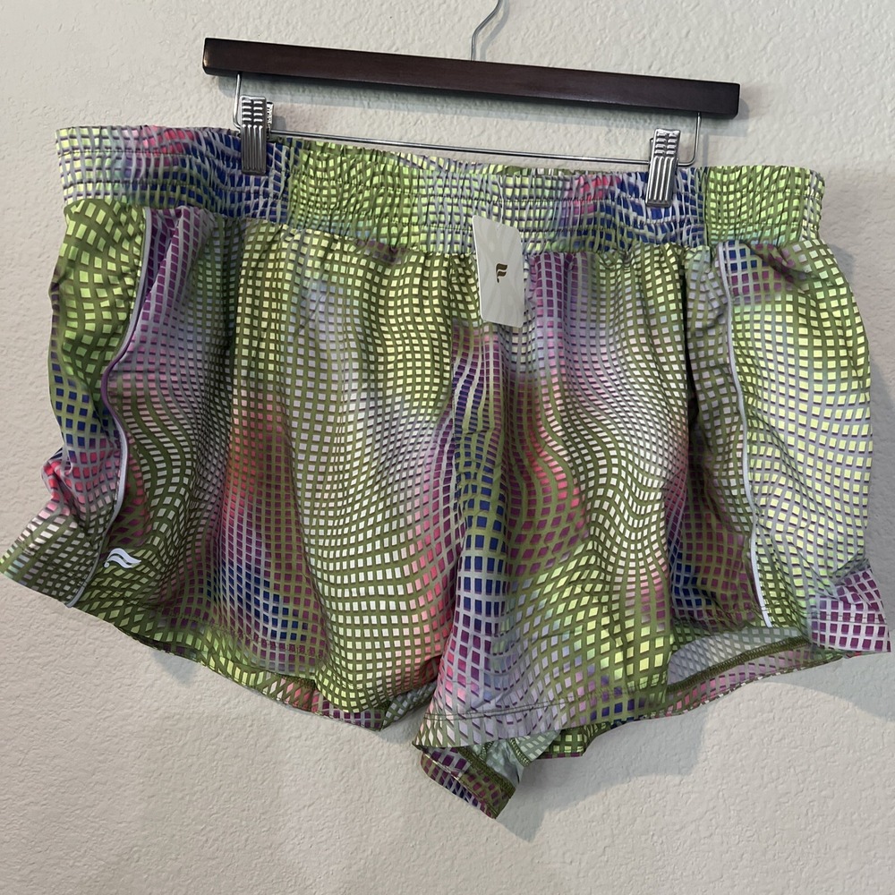 Fabletics NWT MULTICLR Shorts Full Speed Running Elastic Waist SZ XXL